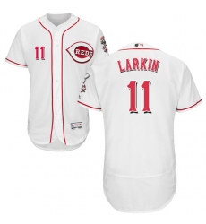 Men's Majestic Cincinnati Reds #11 Barry Larkin White Home Flex Base Authentic Collection MLB Jersey