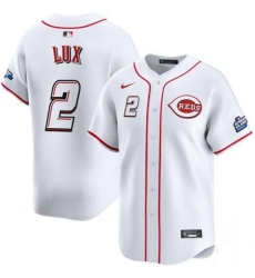 Men's Cincinnati Reds #2 Gavin Lux White 2025 Speedway Classic Home Limited Stitched Baseball Jersey