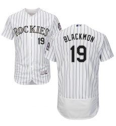 Men's Majestic Colorado Rockies #19 Charlie Blackmon White Home Flex Base Authentic Collection MLB Jersey