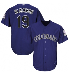 Youth Majestic Colorado Rockies #19 Charlie Blackmon Authentic Purple Alternate 1 Cool Base MLB Jersey