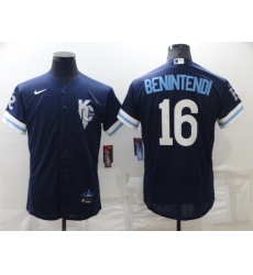 Men's Kansas City Royals #16 Bo Jackson 2022 Navy Blue City Connect Cool Base Stitched Jersey