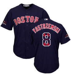Men's Majestic Boston Red Sox #8 Carl Yastrzemski Authentic Navy Blue Team Logo Fashion Cool Base 2018 World Series Champions MLB Jersey