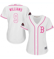 Women's Majestic Boston Red Sox #9 Ted Williams Authentic White Fashion 2018 World Series Champions MLB Jersey