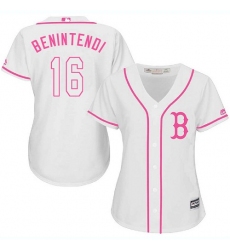 Women's Majestic Boston Red Sox #16 Andrew Benintendi Replica White Fashion MLB Jersey