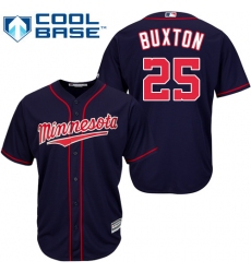 Youth Majestic Minnesota Twins #25 Byron Buxton Authentic Navy Blue Alternate Road Cool Base MLB Jersey