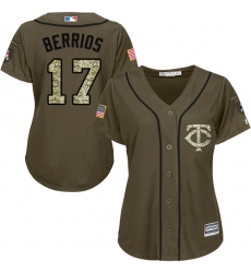 Women's Majestic Minnesota Twins #17 Jose Berrios Replica Green Salute to Service MLB Jersey