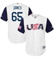 Youth USA Baseball Majestic #65 Nate Jones White 2017 World Baseball Classic Replica Team Jersey
