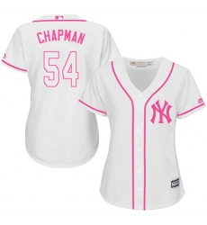 Women's Majestic New York Yankees #54 Aroldis Chapman Authentic White Fashion Cool Base MLB Jersey