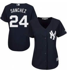 Women's Majestic New York Yankees #24 Gary Sanchez Replica Navy Blue Alternate MLB Jersey
