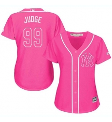 Women's Majestic New York Yankees #99 Aaron Judge Authentic Pink Fashion Cool Base MLB Jersey