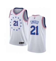 Youth Nike Philadelphia 76ers #21 Joel Embiid White Swingman Jersey - Earned Edition
