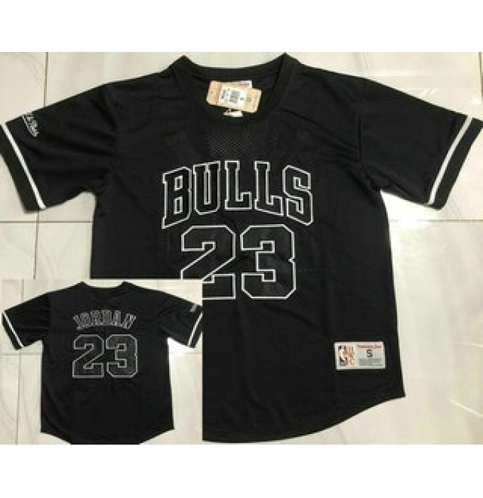 Men's Chicago Bulls #23 Michael Jordan Black Short Sleeved AU Throwback Jersey