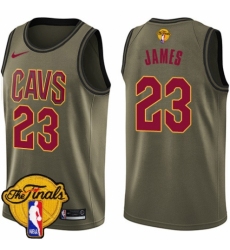 Youth Nike Cleveland Cavaliers #23 LeBron James Swingman Green Salute to Service 2018 NBA Finals Bound NBA Jersey