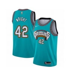 Men's Memphis Grizzlies #42 Lorenzen Wright Authentic Green Hardwood Classic Basketball Jersey