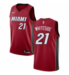 Men's Nike Miami Heat #21 Hassan Whiteside Authentic Red NBA Jersey Statement Edition