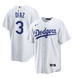 Men's Los Angeles Dodgers #3 Edwin Díaz White Cool Base Stitched Baseball Jersey