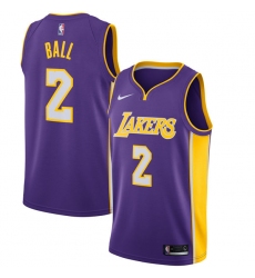 Men's Nike Los Angeles Lakers #2 Lonzo Ball Swingman Purple NBA Jersey - Statement Edition