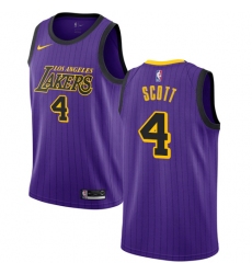 Women's Nike Los Angeles Lakers #4 Byron Scott Swingman Purple NBA Jersey - City Edition