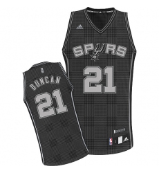 Men's Adidas San Antonio Spurs #21 Tim Duncan Swingman Black Rhythm Fashion NBA Jersey