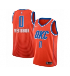 Youth Oklahoma City Thunder #0 Russell Westbrook Swingman Orange Finished Basketball Jersey - Statement Edition
