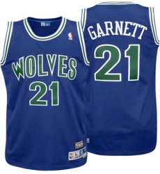 Men's Adidas Minnesota Timberwolves #21 Kevin Garnett Authentic Blue Throwback NBA Jersey