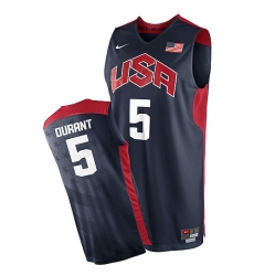 Men's Nike Team USA #5 Kevin Durant Swingman Navy Blue 2012 Olympics Basketball Jersey