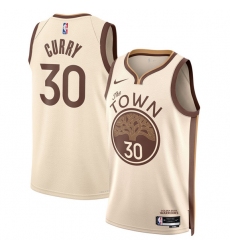 Men's Golden State Warriors #30 Stephen Curry Tan 2025-26 City Edition Stitched Basketball Jersey