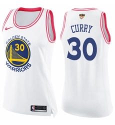 Women's Nike Golden State Warriors #30 Stephen Curry Swingman White/Pink Fashion 2018 NBA Finals Bound NBA Jersey
