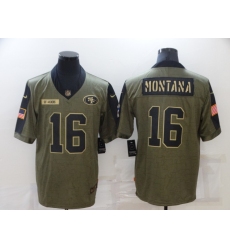 Men's San Francisco 49ers #16 Joe Montana Nike Olive 2021 Salute To Service Limited Player Jersey