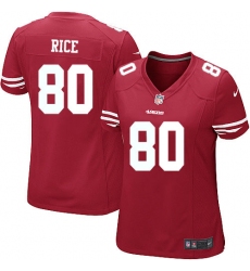 Women's Nike San Francisco 49ers #80 Jerry Rice Game Red Team Color NFL Jersey