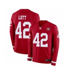 Men's Nike San Francisco 49ers #42 Ronnie Lott Limited Red Therma Long Sleeve NFL Jersey