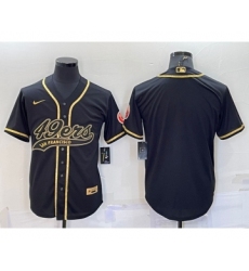 Men's San Francisco 49ers Blank Black Gold With Patch Cool Base Stitched Baseball Jersey