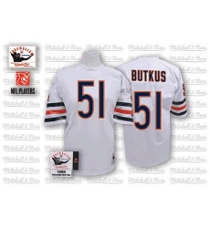 Mitchell and Ness Chicago Bears #51 Dick Butkus White Authentic Throwback NFL Jersey