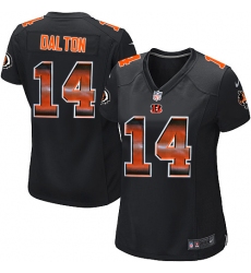 Women's Nike Cincinnati Bengals #14 Andy Dalton Limited Black Strobe NFL Jersey