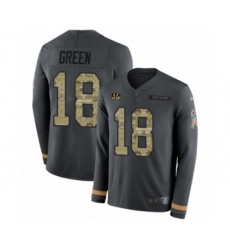 Men's Nike Cincinnati Bengals #18 A.J. Green Limited Black Salute to Service Therma Long Sleeve NFL Jersey