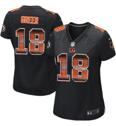 Women's Nike Cincinnati Bengals #18 A.J. Green Limited Black Strobe NFL Jersey