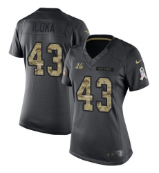Women's Nike Cincinnati Bengals #43 George Iloka Limited Black 2016 Salute to Service NFL Jersey