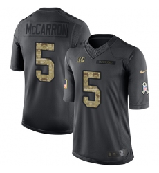 Men's Nike Cincinnati Bengals #5 AJ McCarron Limited Black 2016 Salute to Service NFL Jersey