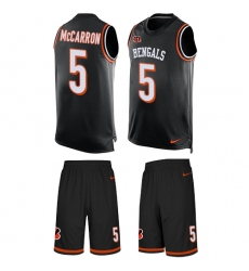Men's Nike Cincinnati Bengals #5 AJ McCarron Limited Black Tank Top Suit NFL Jersey