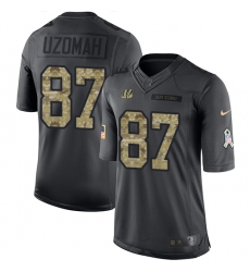Men's Nike Cincinnati Bengals #87 C.J. Uzomah Limited Black 2016 Salute to Service NFL Jersey