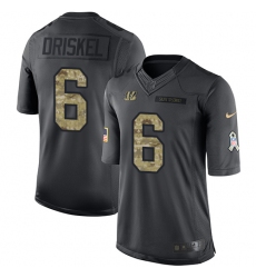 Men's Nike Cincinnati Bengals #6 Jeff Driskel Limited Black 2016 Salute to Service NFL Jersey