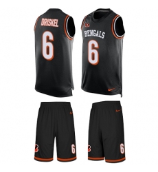 Men's Nike Cincinnati Bengals #6 Jeff Driskel Limited Black Tank Top Suit NFL Jersey