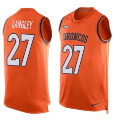 Men's Nike Denver Broncos #27 Brendan Langley Limited Orange Player Name & Number Tank Top NFL Jersey