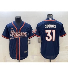 Men's Denver Broncos #31 Justin Simmons Navy Blue Stitched Cool Base Nike Baseball Jersey
