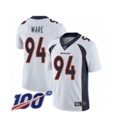 Men's Denver Broncos #94 DeMarcus Ware White Vapor Untouchable Limited Player 100th Season Football Jersey