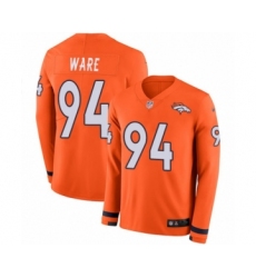 Men's Nike Denver Broncos #94 DeMarcus Ware Limited Orange Therma Long Sleeve NFL Jersey
