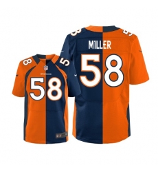 Men's Nike Denver Broncos #58 Von Miller Elite Orange/Navy Split Fashion NFL Jersey
