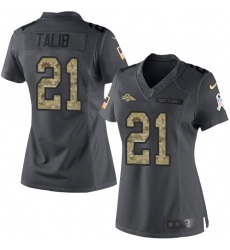 Women's Nike Denver Broncos #21 Aqib Talib Limited Black 2016 Salute to Service NFL Jersey