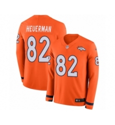 Youth Nike Denver Broncos #82 Jeff Heuerman Limited Orange Therma Long Sleeve NFL Jersey