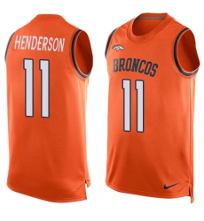 Men's Nike Denver Broncos #11 Carlos Henderson Limited Orange Player Name & Number Tank Top NFL Jersey